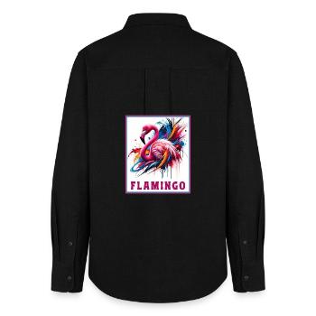 Graffiti Flamingo Explosion - Frauen Oxford Hemd - Schwarz - Hinten - AI Model Female 172 light (172cm)