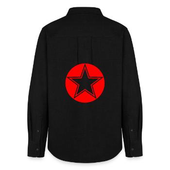 Transparent star with red border - Women's Oxford Shirt - black - Back - AI Model Female 172 light (172cm)