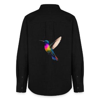 Vibrant Rainbow Hummingbird Design - Women's Oxford Shirt - black - Back - AI Model Female 172 light (172cm)