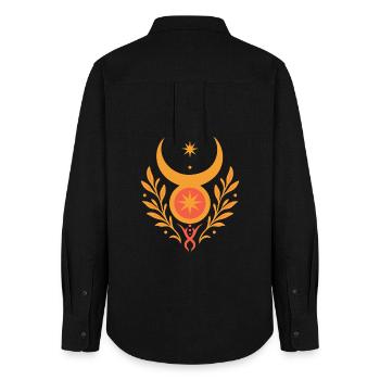Dieu du soleil du solstice d’été - Païen et Wicca - Chemise Oxford Femme - noir - Dos - AI Model Female 172 light (172cm)