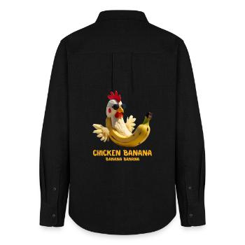 Drôle de poulet banane cadeau pour les amateurs de Brainrot Meme - Chemise Oxford Femme - noir - Dos - AI Model Female 172 light (172cm)