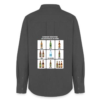 Bier-Identifizierungs-Guide - Frauen Oxford Hemd - Anthrazit - Hinten - AI Model Female 172 light (172cm)