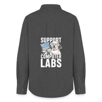 Support computer labs - Frauen Oxford Hemd - Anthrazit - Hinten - AI Model Female 172 light (172cm)