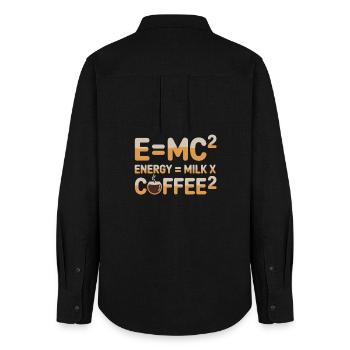 E=MC2 Physik Spruch Koffein Nerd Energie Kaffee - Frauen Oxford Hemd - Schwarz - Hinten - AI Model Female 172 light (172cm)