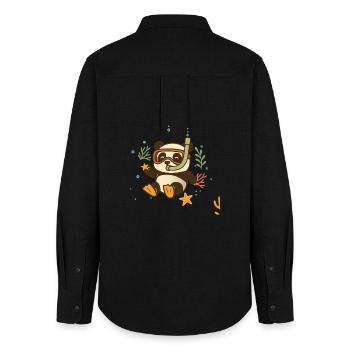 Schnorchelnder Panda im Meer - Frauen Oxford Hemd - Schwarz - Hinten - AI Model Female 172 light (172cm)