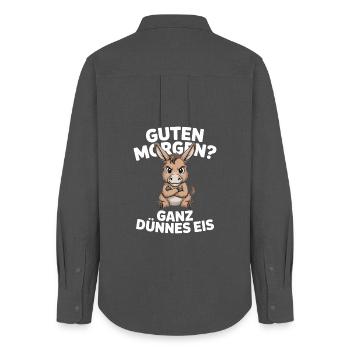 Good morning? Very thin ! Funny donkey - Women's Oxford Shirt - anthracite - Back - AI Model Female 172 light (172cm)