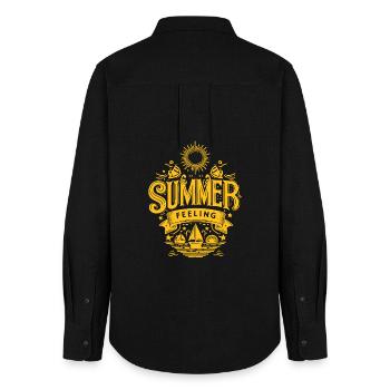 SUMMER Feeling yellow Graphic - Frauen Oxford Hemd - Schwarz - Hinten - AI Model Female 172 light (172cm)