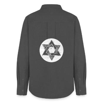 Star of David decorated in white circle - Women's Oxford Shirt - anthracite - Back - AI Model Female 172 light (172cm)