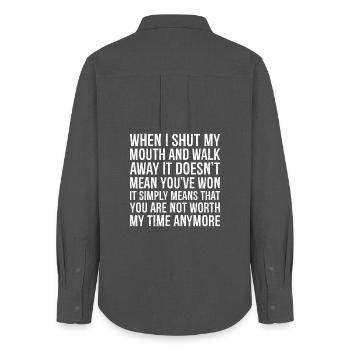 when I shut my mouth and walk away it doesn't - Women's Oxford Shirt - anthracite - Back - AI Model Female 172 light (172cm)