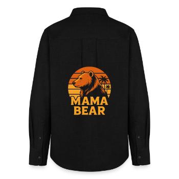 Mama Bear Sunset Palmen Vintage Wildnis Natur - Frauen Oxford Hemd - Schwarz - Hinten - AI Model Female 172 light (172cm)