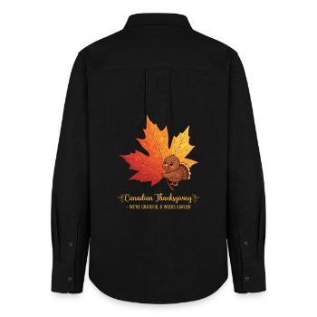 Grateful Canadian - Women's Oxford Shirt - black - Back - AI Model Female 172 light (172cm)