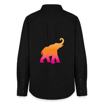 Elephant Course Yoga Colorful India Meditation - Women's Oxford Shirt - black - Back - AI Model Female 172 light (172cm)