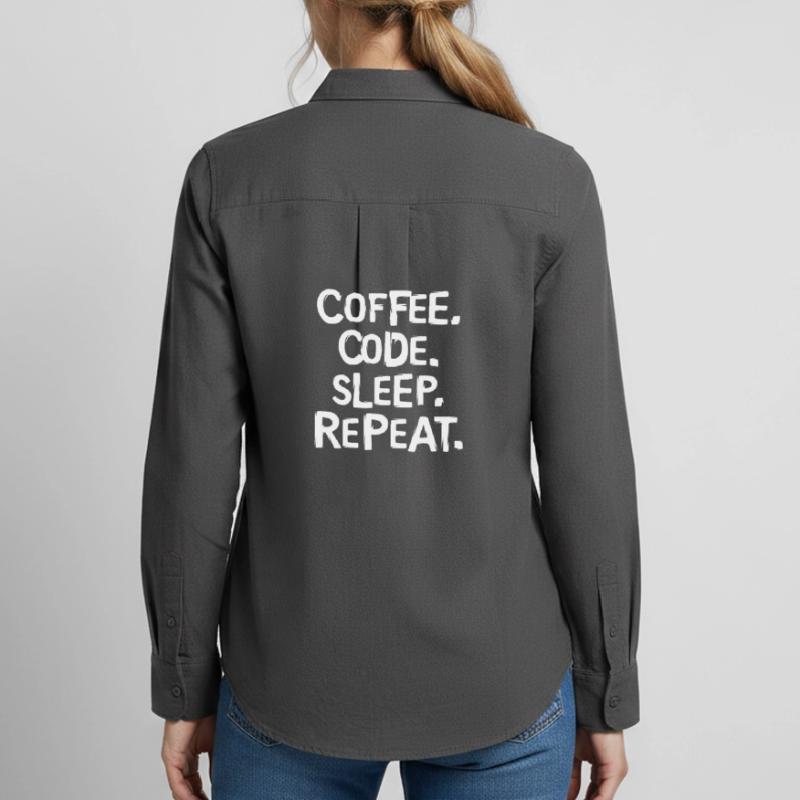 coffee code sleep - repeat Programmierer Arbeit Frauen Oxford Hemd