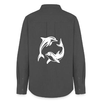 Dolphin Circle Design für umweltfreundliche Bekleidung - Frauen Oxford Hemd - Anthrazit - Hinten - AI Model Female 172 light (172cm)