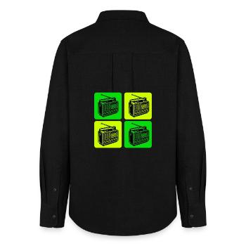Vintage Radio Design - Women's Oxford Shirt - black - Back - AI Model Female 172 light (172cm)