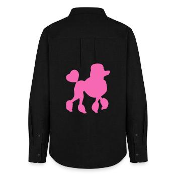Caniche Chien Amour Amour Animal de compagnie Amour Rose Coeur - Chemise Oxford Femme - noir - Dos - AI Model Female 172 light (172cm)
