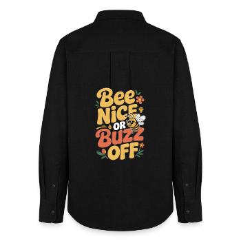 Bienen Imker Bee Nice Or Buzz Off Bienenzüchter - Frauen Oxford Hemd - Schwarz - Hinten - AI Model Female 172 light (172cm)