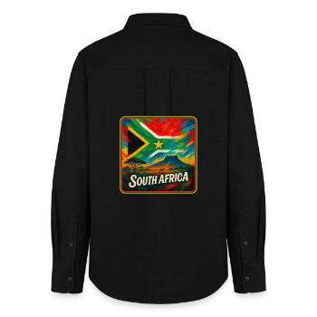 Conception du drapeau de l’Afrique du Sud - Chemise Oxford Femme - noir - Dos - AI Model Female 172 light (172cm)