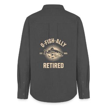 D-Fish-Allly im Ruhestand Vintage-Logo - Frauen Oxford Hemd - Anthrazit - Hinten - AI Model Female 172 light (172cm)