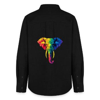 Elefant Rüssel Afrika Safari Wildnis Elefanten - Frauen Oxford Hemd - Schwarz - Hinten - AI Model Female 172 light (172cm)