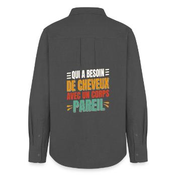 Funny quote about beards and hair - Women's Oxford Shirt - anthracite - Back - AI Model Female 172 light (172cm)