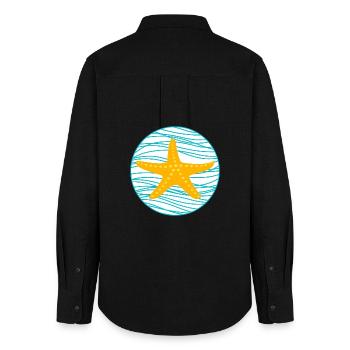 Étoile de mer Vagues Cercle Lac Mer Étoile Maritime Bande dessinée - Chemise Oxford Femme - noir - Dos - AI Model Female 172 light (172cm)