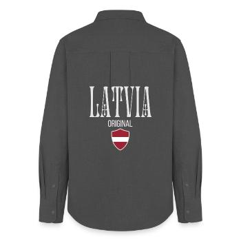Latvian native, born in Latvia - Women's Oxford Shirt - anthracite - Back - AI Model Female 172 light (172cm)