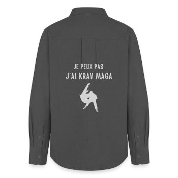 Design Krav Maga sport Motivation - Women's Oxford Shirt - anthracite - Back - AI Model Female 172 light (172cm)
