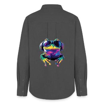 Grenouille Petit Crapaud Grenouille Grenouille Prince Grenouilles - Chemise Oxford Femme - charbon - Dos - AI Model Female 172 light (172cm)