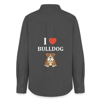 Expressive Bulldog Portrait - Women's Oxford Shirt - anthracite - Back - AI Model Female 172 light (172cm)