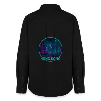 Hong Kong Souvenir Cyberpunk - Chemise Oxford Femme - noir - Dos - AI Model Female 172 light (172cm)