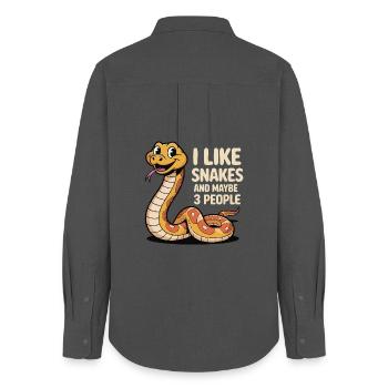 I Like Snakes – Lustiges Schlangenmotiv - Frauen Oxford Hemd - Anthrazit - Hinten - AI Model Female 172 light (172cm)