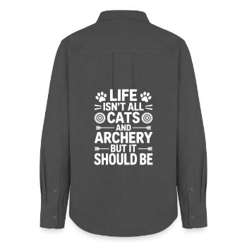 Archery Saying Cats Archery Gift - Women's Oxford Shirt - anthracite - Back - AI Model Female 172 light (172cm)