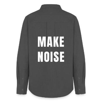 Make Noise Motivation Power Energy Mindset Zitat - Frauen Oxford Hemd - Anthrazit - Hinten - AI Model Female 172 light (172cm)
