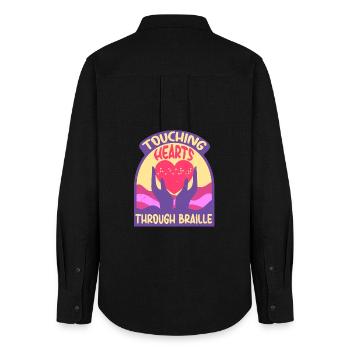 Braille Teacher Braille Dotum - Women's Oxford Shirt - black - Back - AI Model Female 172 light (172cm)