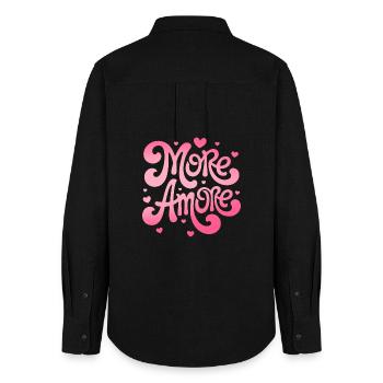 More Amore Herzen - Frauen Oxford Hemd - Schwarz - Hinten - AI Model Female 172 light (172cm)