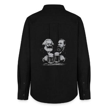 Karl Marx et Engels buvant de la bière - Chemise Oxford Femme - noir - Dos - AI Model Female 172 light (172cm)