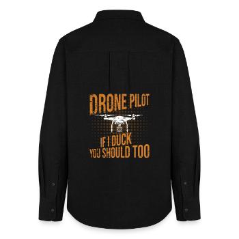 Pilote de drone si je me baisse, vous devriez aussi - Chemise Oxford Femme - noir - Dos - AI Model Female 172 light (172cm)