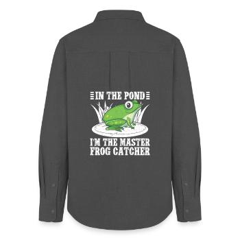Maître Frog Catcher Dessin animé - Chemise Oxford Femme - charbon - Dos - AI Model Female 172 light (172cm)