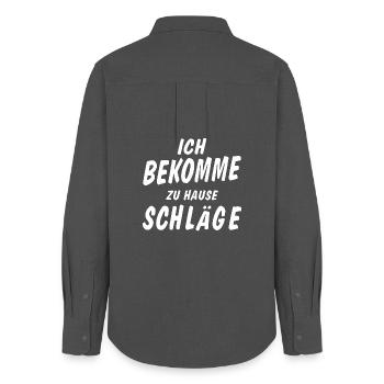 RECEVOIR DES COUPS - Chemise Oxford Femme - charbon - Dos - AI Model Female 172 light (172cm)