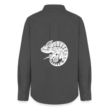 Tropical Lizard Wonder Exotic Lizard - Women's Oxford Shirt - anthracite - Back - AI Model Female 172 light (172cm)