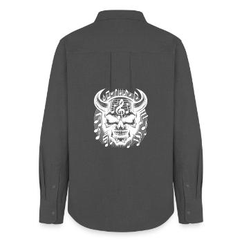 When Music Burns to the Bone Marrow Skull Song - Women's Oxford Shirt - anthracite - Back - AI Model Female 172 light (172cm)