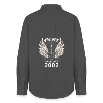 Vintage Rockin' Since 2002 – 23 Jahre Wild - Frauen Oxford Hemd - Anthrazit - Hinten - AI Model Female 172 light (172cm)