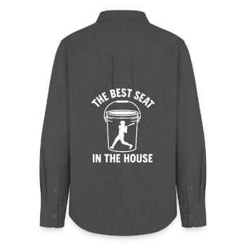 Der beste Platz im Haus Bucket Dad Baseball Dad - Frauen Oxford Hemd - Anthrazit - Hinten - AI Model Female 172 light (172cm)