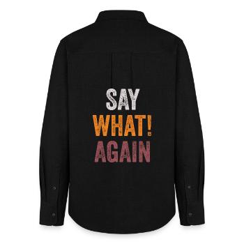Pulp Fiction - Say What! Again - Women's Oxford Shirt - black - Back - AI Model Female 172 light (172cm)