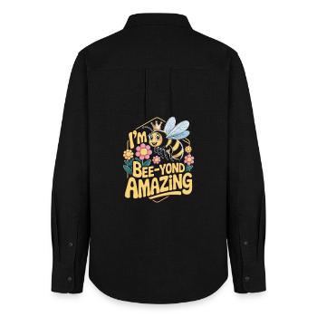  I'm Bee-yond Amazing Süße Biene Mit Krone Und - Frauen Oxford Hemd - Schwarz - Hinten - AI Model Female 172 light (172cm)