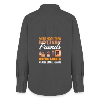More Than Pottery Friends Small Group - Women's Oxford Shirt - anthracite - Back - AI Model Female 172 light (172cm)
