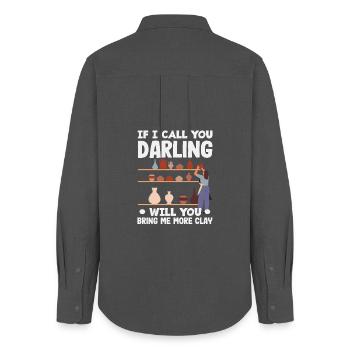 Darling, more clay for your pottery - Women's Oxford Shirt - anthracite - Back - AI Model Female 172 light (172cm)