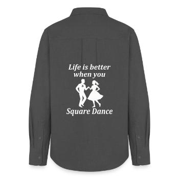 Life is better when you Square Dance. - Frauen Oxford Hemd - Anthrazit - Hinten - AI Model Female 172 light (172cm)
