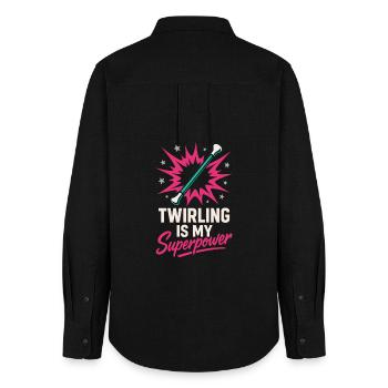 Baton Twirler Majorette Captain Squad Club - Women's Oxford Shirt - black - Back - AI Model Female 172 light (172cm)